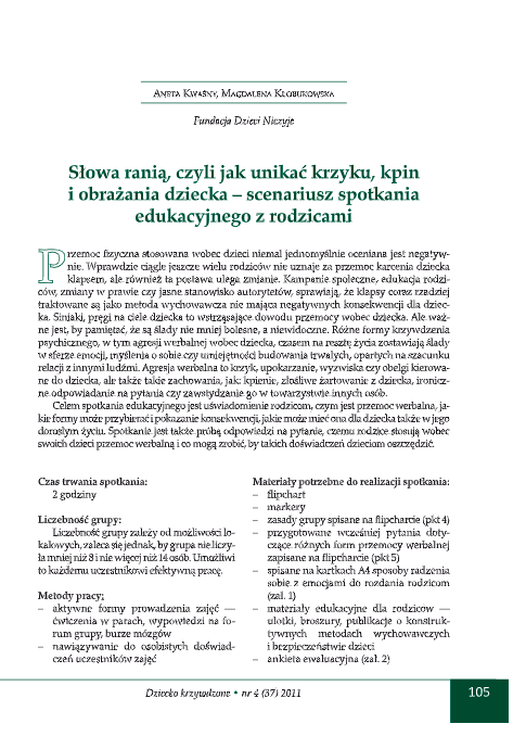 Prostokątny obrazek scenariusza a4 pn. Słowa ranią z dużą ilością tekstu.