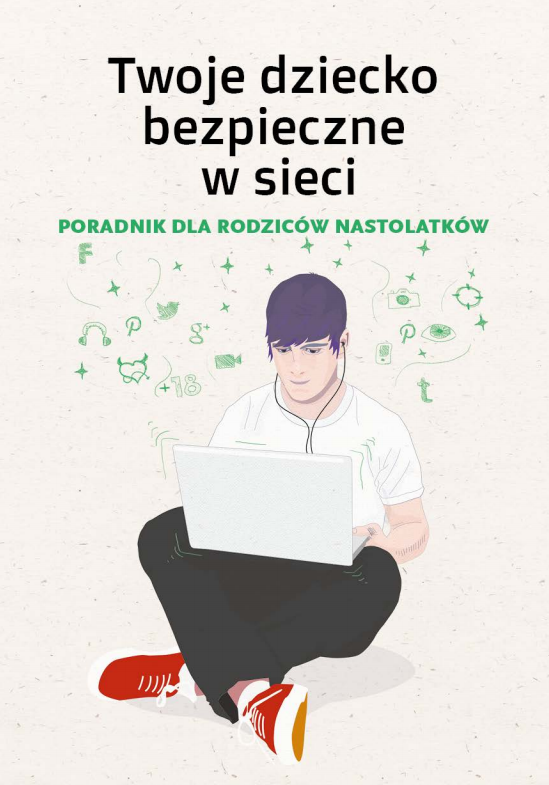 W centrum okładki narysowany jest nastolatek siedzący po turecku z laptopem na kolanach i słuchawkami w uszach.