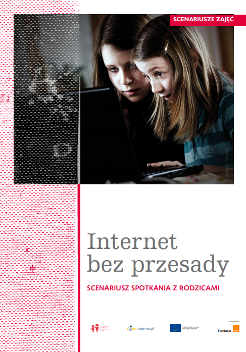 Obrazek okładki. U góry ciemne zdjęcie dwóch dziewczynek wpatrujących się w monitor laptopa lub komputera